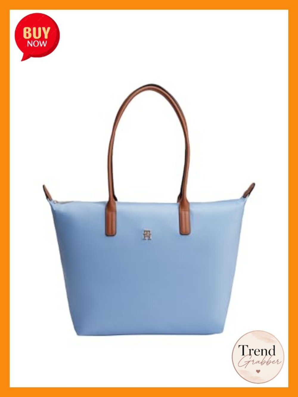 Large Nylon Tote Bag with Zipper Shoulder Satchel